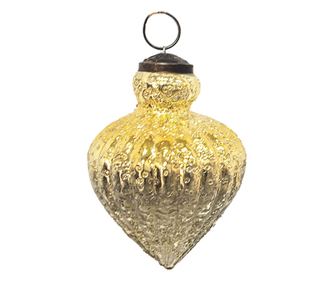 4 darabos, arany színű üveg karácsonyfa gömb szett, 8x11 cm