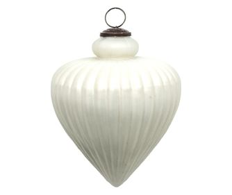 2 darabos, fehér üveg karácsonyfa dísz szett, 17x20 cm