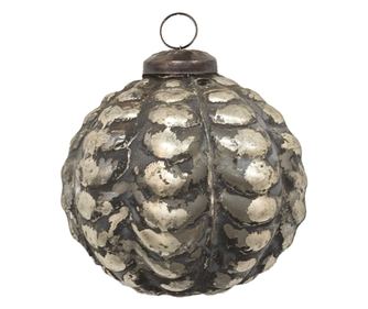 6 darabos barna üveg karácsonyfa gömb szett, 6x6 cm