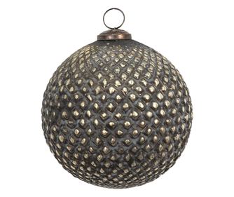 4 darabos karácsonyfa üvegdísz szett, barna és arany, 14x14 cm