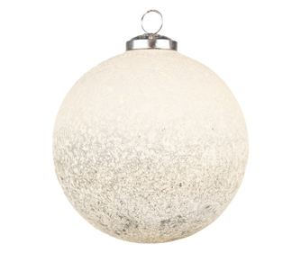 8 darabos bézs színű üveg karácsonyfadísz szett, 12x12 cm