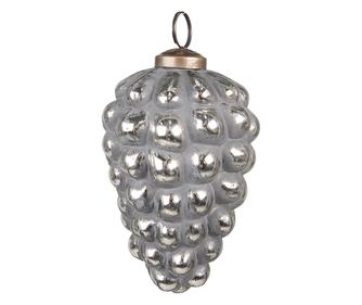 10 darabos karácsonyfa üvegdísz készlet, szürke, 7x10 cm