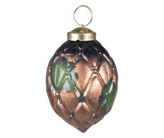 12 darabos karácsonyfa rézszínű zöld üveggömb szett 7x7 cm