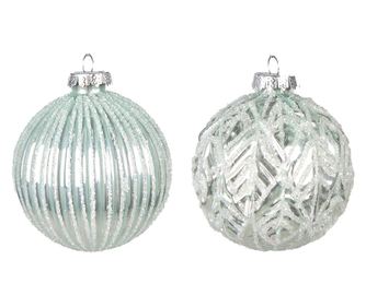2 darabos karácsonyfa zöld üveggömb szett, 8x8 cm