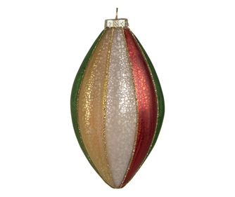 12 darabos, többszínű üveg karácsonyfa dísz szett, 8x15 cm