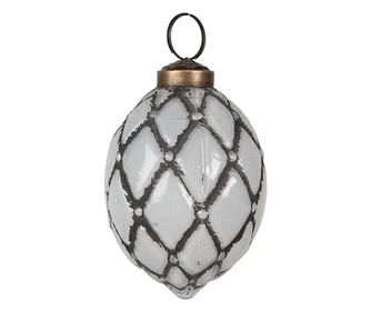 12 darabos karácsonyfa üvegdísz készlet, szürke, 6x8 cm