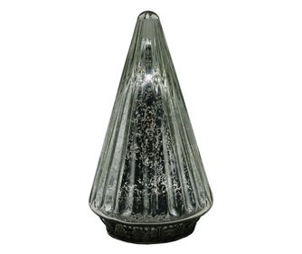 Ezüst színű üveg karácsonyi dekoráció LED-del 11x19 cm