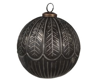 4 darabos, fekete üveg karácsonyfa dísz szett, 12x12 cm