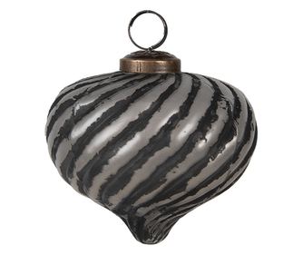 6 darabos karácsonyfa gömb szett, fekete és szürke üveg, 10x10 cm