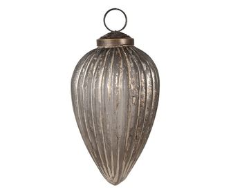 6 darabos karácsonyfa üvegdísz készlet, arany és szürke, 7x11 cm