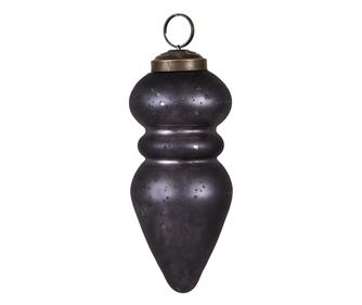 6 darabos fekete üveg karácsonyfa dísz szett, 5x11 cm