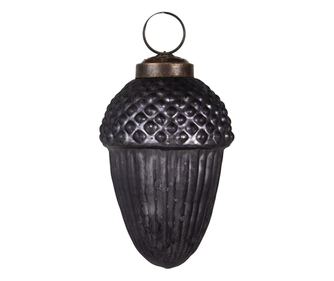 12 darabos szürke üveg karácsonyfa dísz szett, 5x9 cm