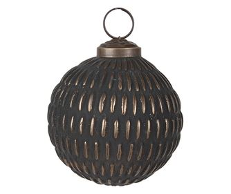 12 darabos szürke és arany üveg karácsonyfa dísz szett, 8x8 cm