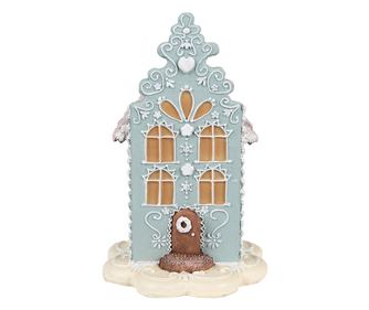 Mézeskalács házikó, többszínű műgyanta, 13x13x20 cm