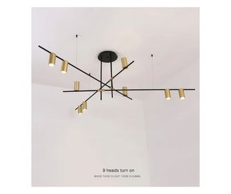 Corp iluminat Delta, 9xGU10, auriu periat cu negru mat, 140x140x55cm