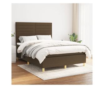 Континентално легло с матрак, тъмнокафяво, 140x200 см, текстил