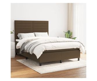 Континентално легло с матрак, тъмнокафяво, 140x200 см, текстил