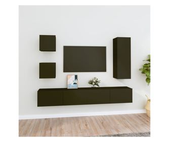Set TV ormarića, 5 komada, crna, obrađeno drvo