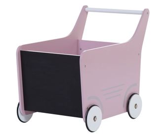Carucior cu spatiu depozitare si tabla de scris Childhome, Lemn Roz 49 x 34 x 43 cm