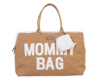 Geanta de infasat Childhome Mommy Bag, aspect piele intoarsa Bej