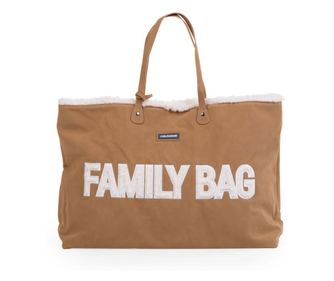 Geanta Childhome Family Bag, aspect piele intoarsa Bej