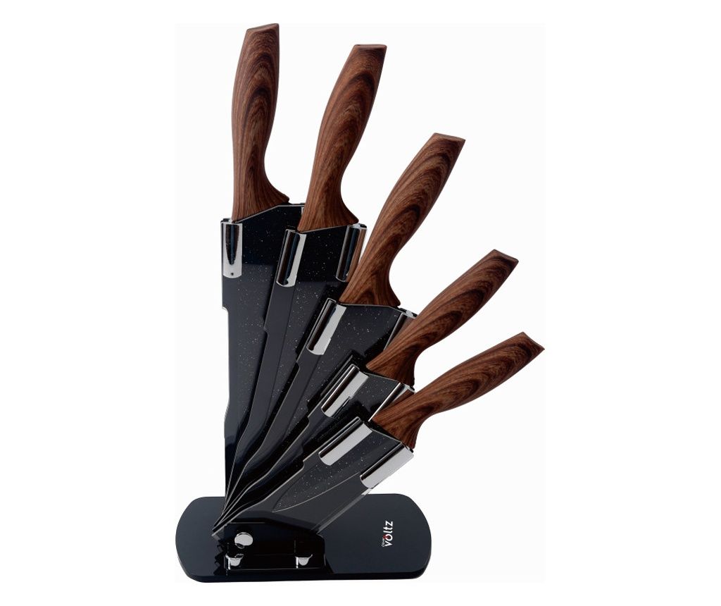 Oliver Voltz OV51633J5 késkészlet, 6 részes, márvány kivitel, állvány, szürke/barna