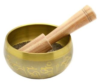 Bol tibetan cantator, realizat manual in India, 10cm, cu ciocanel din lemn inclus