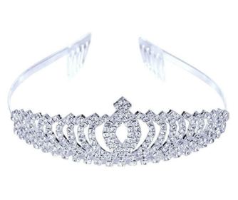 Tiara v obliki krone, za poroko, krst, obletnico ali druge dogodke, srebrne barve, dimenzije 13 x 4,5 cm, znamka ssmedi