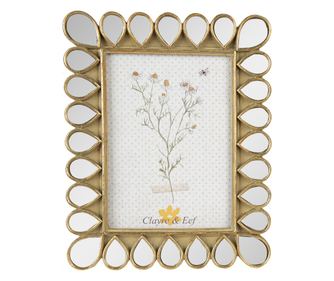 Χρυσή κορνίζα φωτογραφιών από ρητίνη με καθρέφτη, 19x2x24 εκ., 13x18 εκ.