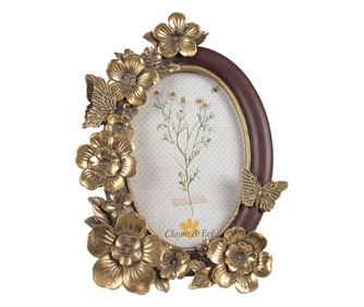 Zlatni Stolni Okvir za Fotografije od Smole 16x3x22 cm, 10x15 cm