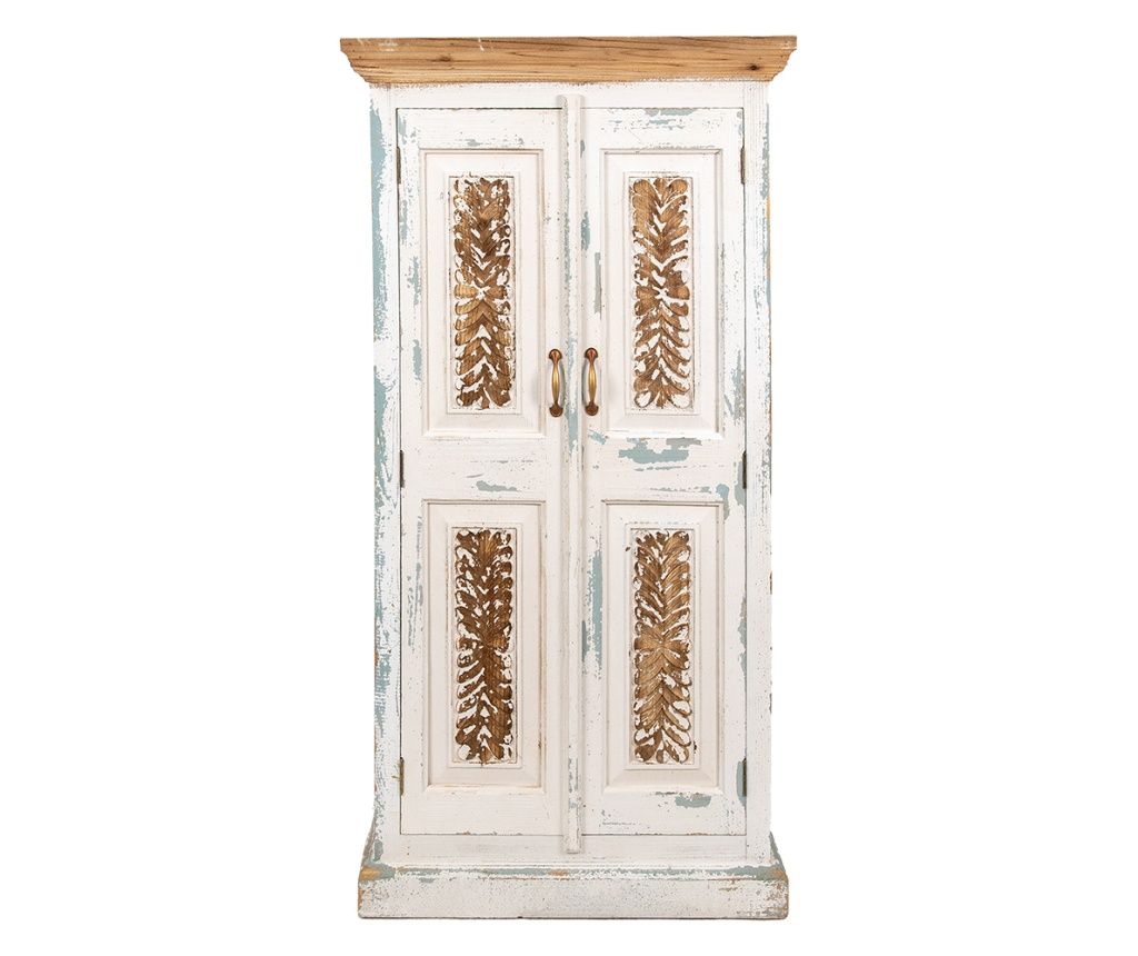 Λευκό και Καφέ Ξύλινο Ντουλάπι 76x38x151 εκ.