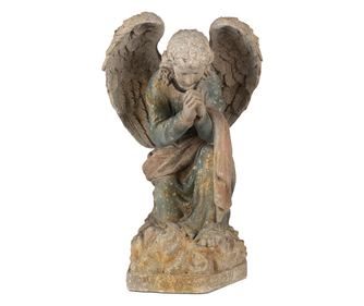 Zeleni i bež keramički anđeo, figurica 41x45x65 cm