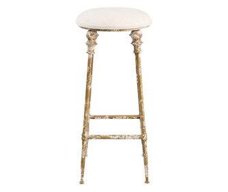 Smeđa željezna barska stolica od krem tekstila 34x78 cm