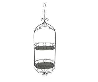 Suport ghivece flori fier gri 33x20x87/107 cm