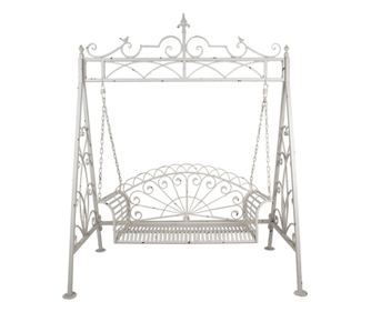 Gugalnik za vrt iz belega starinskega železa 173x96x213 cm