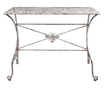 Fehér és barna vas asztal 112x50x86 cm