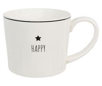 Komplet 6 belih in črnih keramičnih skodelic, 12x8x7 cm, 275 ml