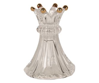 Set od 2 prozirna zlatna staklena svijećnjaka 8x10 cm