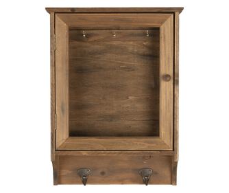 Висяща дървена кутия за ключове кафява 30x8x40 см