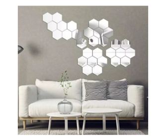 Set Oglinzi Design Hexagon - Oglinzi Decorative Acrilice Cristal - Diamant - MyStyle Luxury Home - Diagonala 18 cm - Set 10 buc