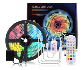 Banda Led 5050 Wifi, 10 m, 300 leduri, iluminare RGB, 19 milioane combinatii de culori, control de la distanta prin aplicatie, c