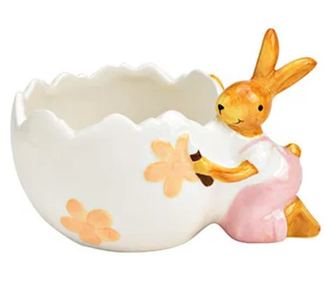 Bol ceramic decorativ, cu iepuras, 15x11x10 cm