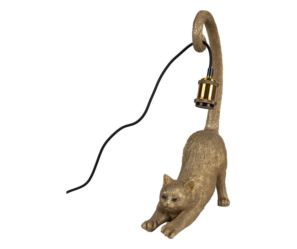 Zlata namizna svetilka v obliki mačke iz smole, 31x17x49 cm, E27