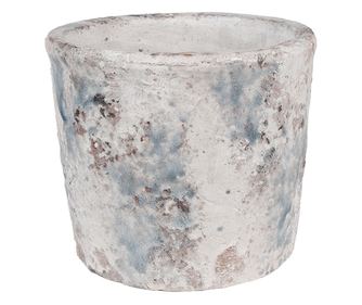 Bijela i plava tegla za cvijeće od terakote 18x15 cm