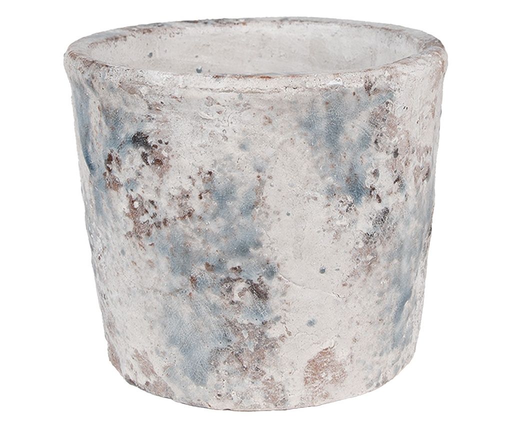 Λευκή και Μπλε Τερακότα Γλάστρα 18x15 εκ.