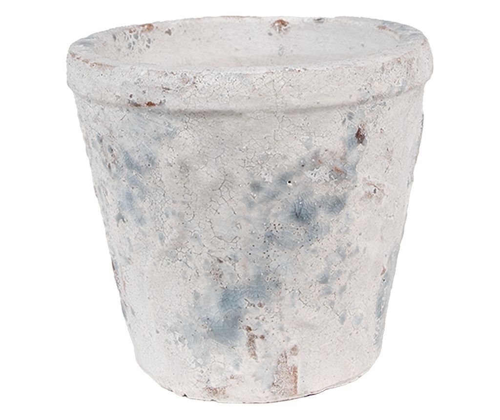 Τερακότα Γλάστρα Λευκή Μπλε 12x11 εκ.