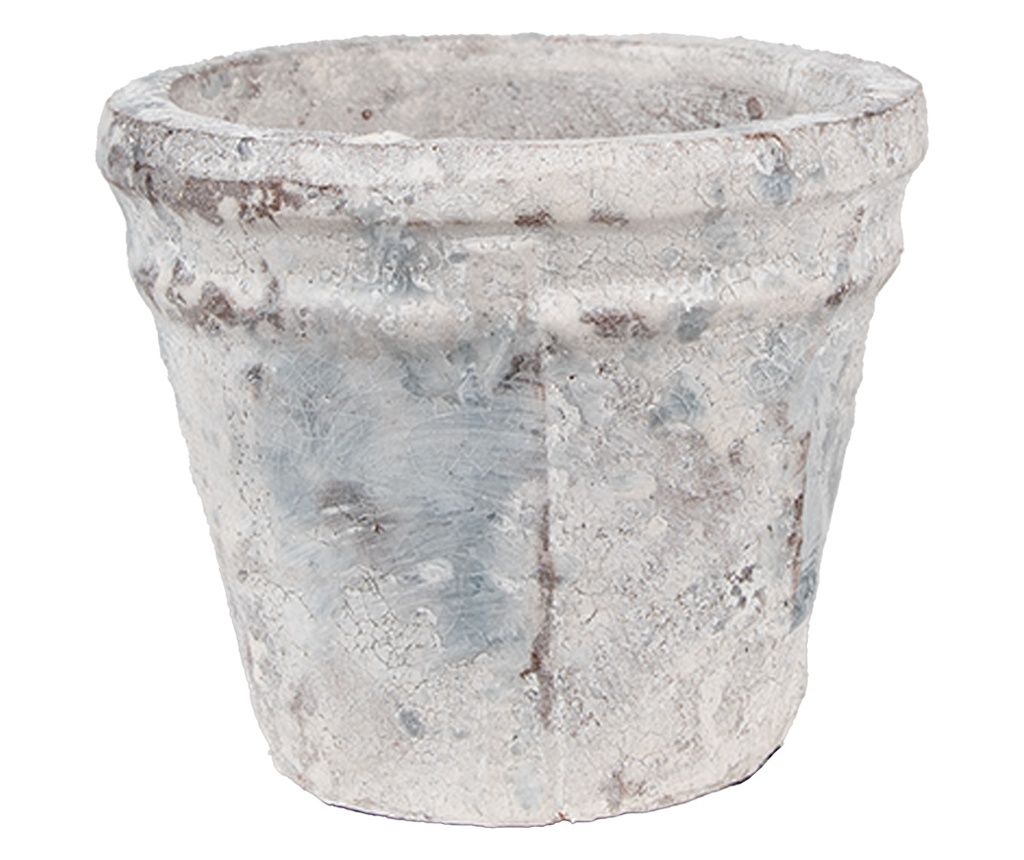 Τερακότα Γλάστρα Λευκή Μπλε 10x8 εκ.