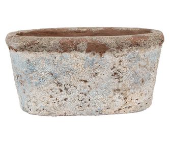 Τερακότα Γλάστρα Μπεζ Μπλε 19x11x10 εκ.