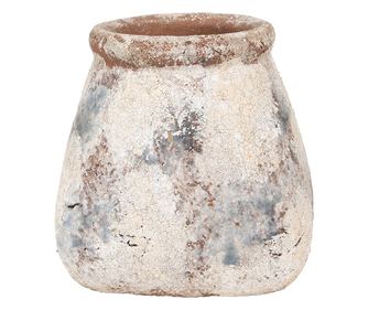 Τερακότα Γλάστρα Μπεζ και Μπλε 10x10x10 εκ.