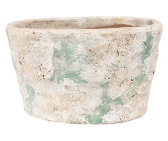Ghiveci flori teracota bej verde 25x16x15 cm